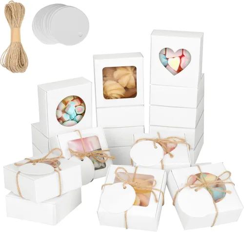 Vista 11 de COTOPHER Caja de jabón, 30 cajas pequeñas de embalaje de jabón de 2.8 x 2.8 x 1.2 pulgadas, mini cajas de papel kraft con ventana para jabón casero