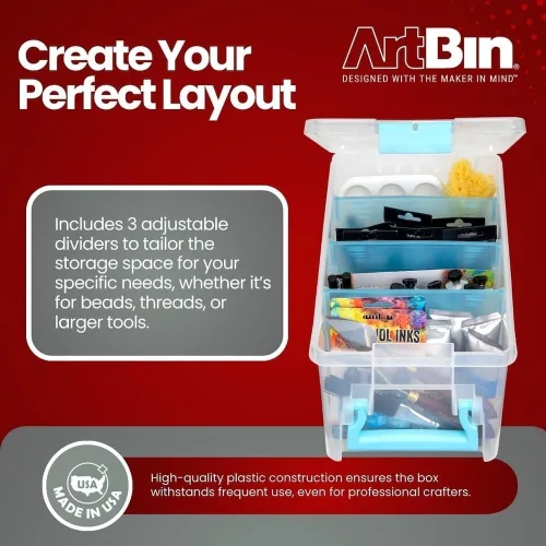 Vista 7 de ArtBin 6925AA Semi Satchel con divisores extraíbles, organizador portátil de arte y manualidades con asa, [1] estuche de almacenamiento de plástico