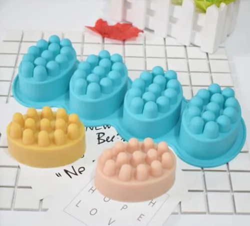 Vista 2 de 2 moldes de jabón de barra de masaje 3D, 4 cavidades, moldes de jabón de silicona de 4.5 onzas para hacer jabón de bricolaje, chocolate, arcilla