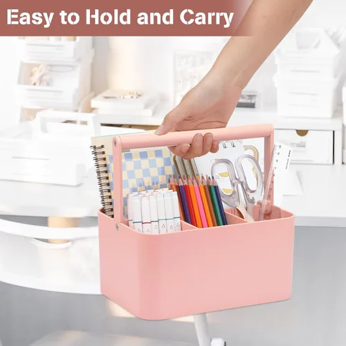Vista 4 de Organizador multiusos con asa y divisor ajustable, organizador de almacenamiento portátil de suministros de arte para suministros de manualidades