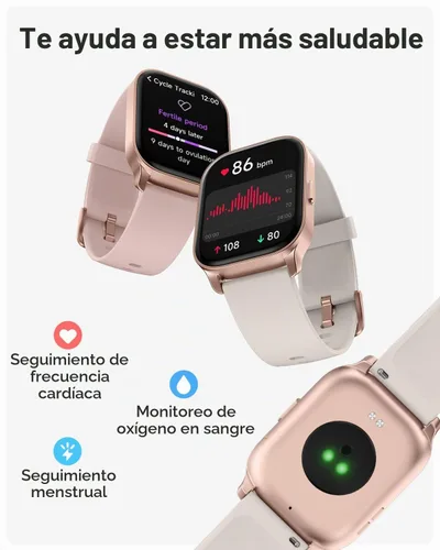 Vista 3 de TOOBUR - Reloj inteligente para mujer, compatible con teléfonos Android y iOS, responder/realizar llamadas, reloj de seguimiento de actividad Marfil