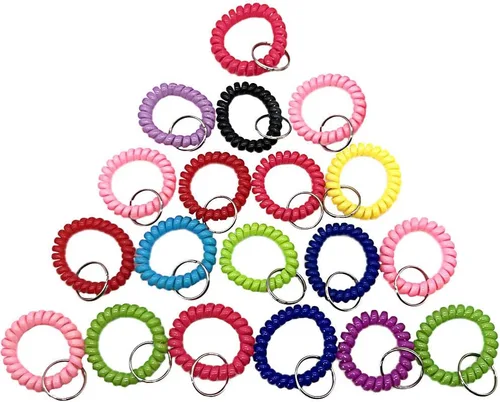 Vista 3 de 30 llaveros elásticos en espiral para muñeca, pulsera para deportes al aire libre, multicolor