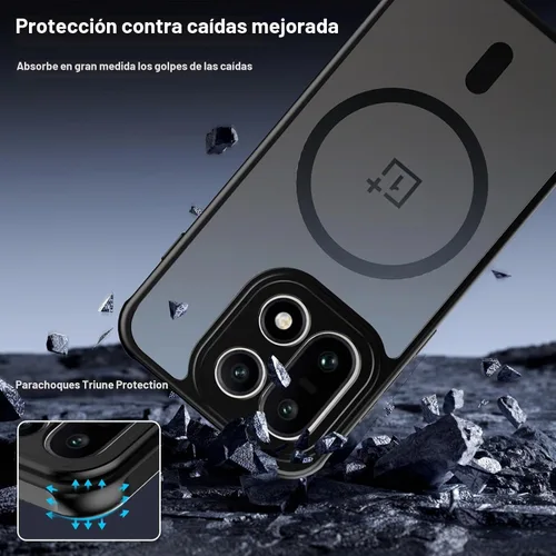 Vista 5 de Funda magnética para OnePlus 15 con 2 protectores de pantalla de vidrio templado, [compatible con MagSafe] a prueba de golpes, delgada funda