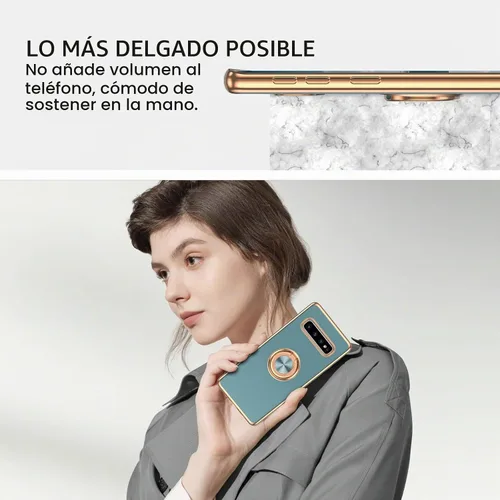 Vista 2 de DUEDUE Funda para Samsung Galaxy S10 Plus con soporte de anillo, rotación de 360 grados, magnética, dedo del automóvil, cubierta delgada a prueba