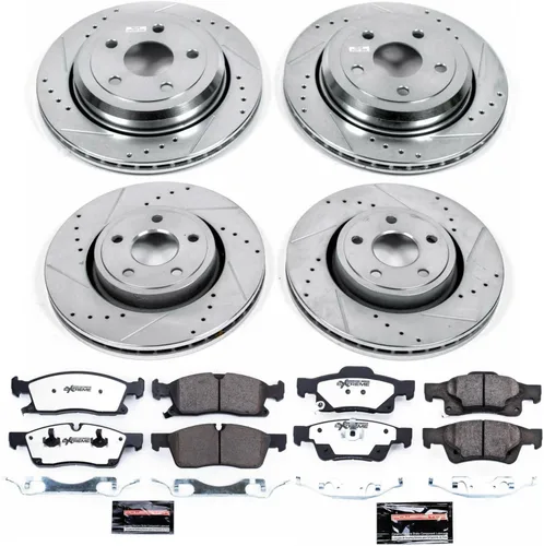 Vista 2 de Power Stop Kit de freno delantero y trasero para Dodge Durango 2011, 2012, 2013, 2014, 2015, 2016, 2017, 2018, 2019, 2020, repuesto de pastillas