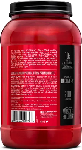 Vista 8 de BSN SYNTHA-6 - Proteína de suero en polvo, crema de piedra fría, sabor Remix de pastel de cumpleaños, caseína micelar, polvo aislado de proteína