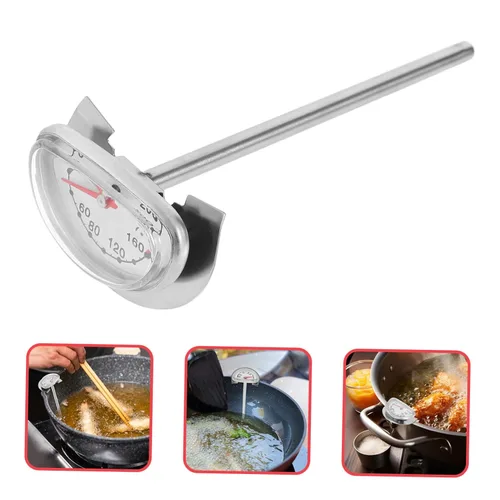 Vista 7 de Termómetro de acero inoxidable para freír profundo con soporte Medidor de temperatura preciso para cocinar, hornear y freír, amplio rango