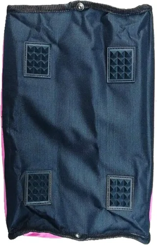 Vista 3 de Bolsa de mano rosa multiusos plegable de boca ancha con mango de acero. Ideal para mejoras del hogar/herramientas de contratistas. Bolsillos