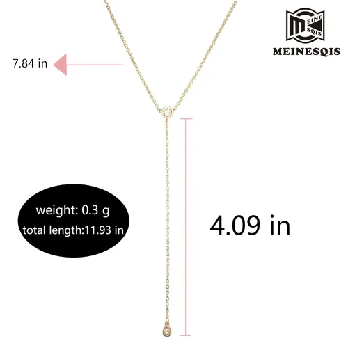 Vista 5 de Women's Necklace 14K Gold Necklace Jewelry Y Shaped Necklace for Women,10-19in Adjustable Handmade Necklace Lariat Necklace, Jewelry Necklace