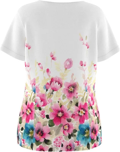 Vista 2 de Impresión digital Stretch Scrubs Top - Pandamed Notch Neck Mujeres Stretch Top PPS102
