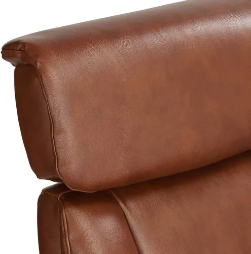 Vista 4 de Benchmaster Augusta - Sillón reclinable giratorio de piel sintética marrón, moderno, cómodo reposapiés reclinable manual, reposacabezas ajustable