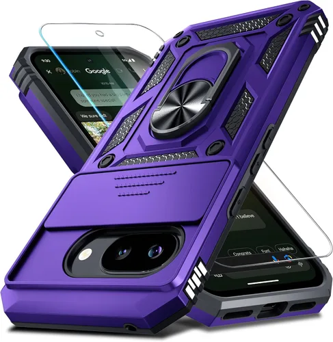 Vista 28 de Janmitta - Funda compatible con Google Pixel 9 Pro XL con cubierta deslizante para lente de cámara incorporada + protector de pantalla + soporte