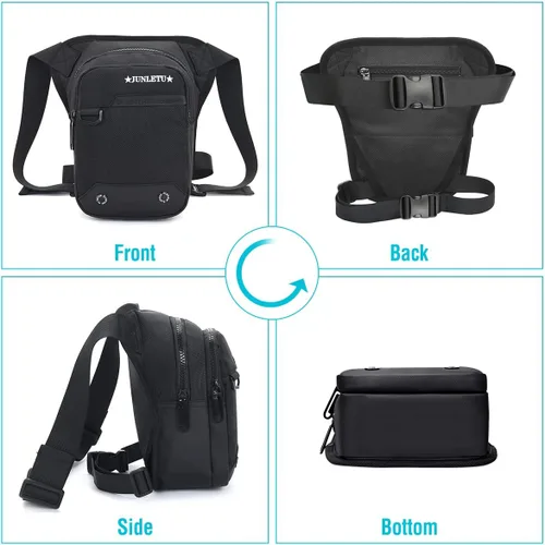 Vista 7 de HUANLANG Bolsa de pierna caída para hombres y mujeres, bolsa de muslo para motocicleta con arnés de pierna extraíble para actividades al aire libre