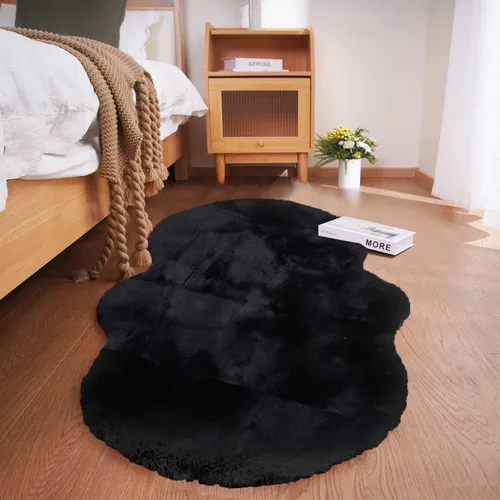 Vista 57 de Ghouse Alfombra ultrasuave de pelo sintético de conejo 2x3, alfombras lavables a máquina para dormitorio, alfombras esponjosas para sala de estar