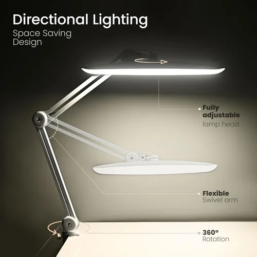 Vista 5 de Lámpara LED de escritorio de 1600 lúmenes, 24 W, lámpara de trabajo de arquitecto súper brillante de 20 pulgadas, 3 modos de luz, atenuación