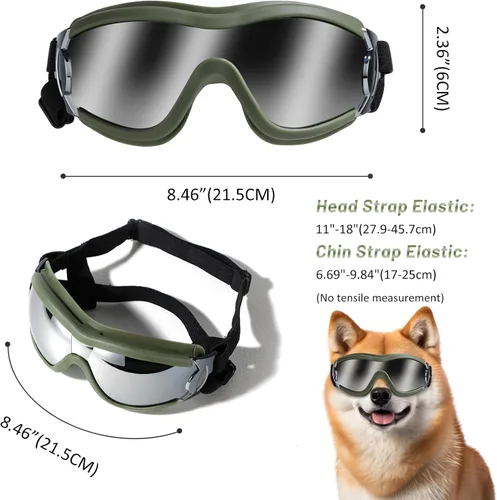 Vista 3 de Gafas de sol para perros, protección contra rayos UV, viento, polvo, niebla, gafas para mascotas, protección contra los ojos con correa ajustable