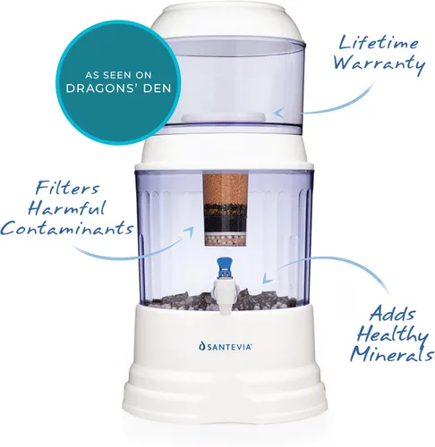 Vista 2 de Santevia Filtro de sistema de agua por gravedad Filtro de agua en casa que hace que el agua sea alcalina y agrega minerales Filtro de cloro