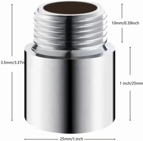 Vista 2 de Extensión de brazo de ducha de 1 pulgada, brazo de extensión de cabezal de ducha de acero inoxidable para accesorios de baño