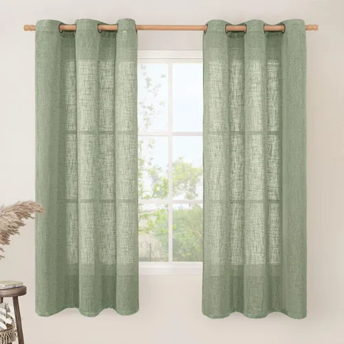 Vista 156 de LAMIT Cortinas de lino marrón caramelo para sala de estar, 84 pulgadas, de lino sintético, texturizado, filtrante de luz, paneles de privacidad