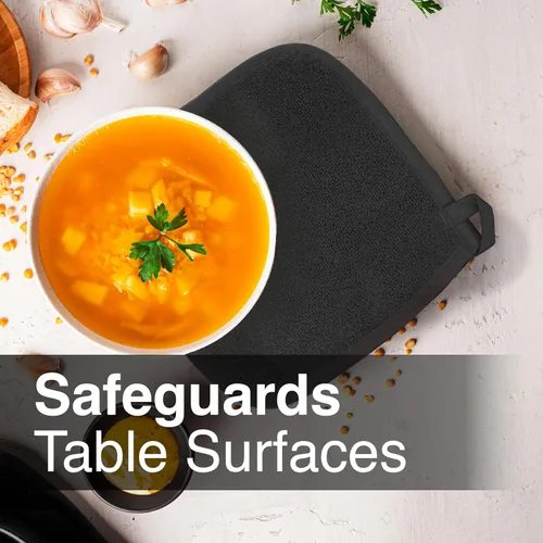 Vista 4 de RITZ Agarradera de olla y salvamanteles de rizo: Resistente al calor sin igual, duradera 100% algodón – Diseñado ergonómicamente para un agarre Negro
