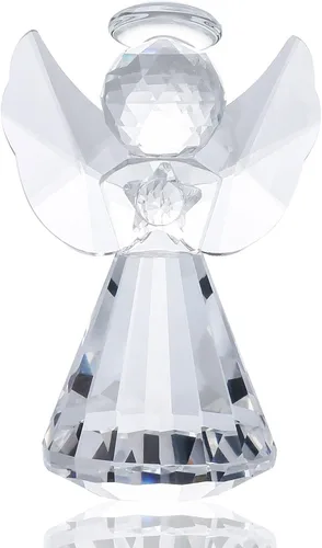 Vista 10 de YWHL Figura decorativa de ángel de cristal azul, estatua de guardián de cristal, regalo bonito de adorno de ángel para mujer