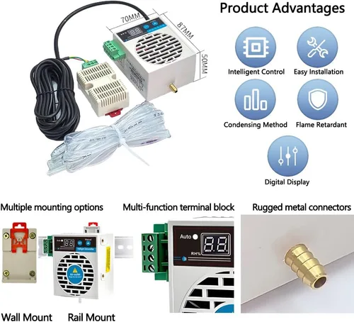 Vista 3 de Deshumidificador automático pequeño para tienda de campaña, caja eléctrica, armario de almacenamiento, armario, caja fuerte, kit