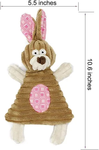 Vista 3 de Volacopets Juguetes interactivos para cachorros para dentición de perros pequeños, juguete masticable de goma suave, conejito rosa, raza pequeña