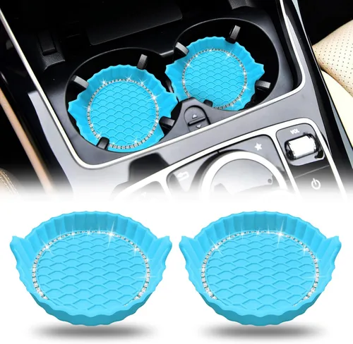 Vista 19 de Portavasos para automóvil, posavasos antideslizantes para automóvil, inserto universal para portavasos de automóvil, tapete de accesorios