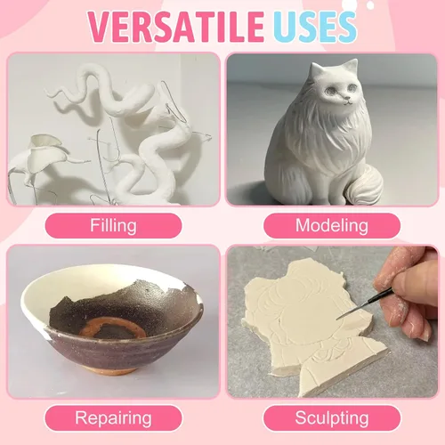 Vista 4 de Arcilla epoxi para esculpir, arcilla blanca 2 partes A y B compuesto de relleno Fuerza adhesiva fuerte Buena plasticidad para esculpir modelado