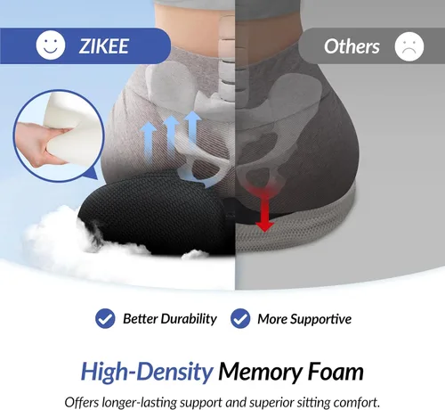 Vista 12 de ZIKEE - Cojín de asiento ergonómico con pendiente para muslos para largas sesiones de sentado, cojín de espuma viscoelástica para silla de oficina