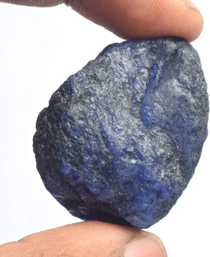 Vista 4 de GEMHUB Especimenes minerales zafiro azul 124.00 quilates tierra natural extraída zafiro azul áspero piedra preciosa suelta, Gema, azul