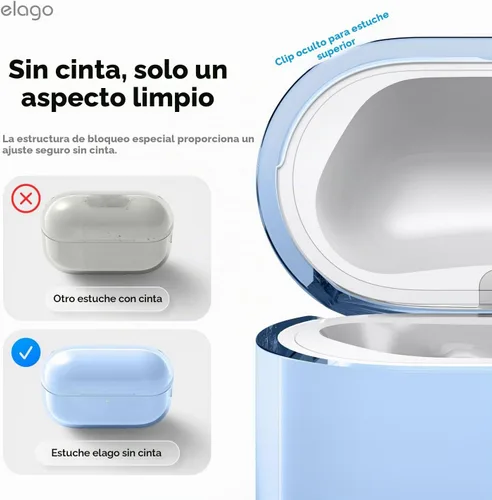 Vista 7 de elago - Funda transparente para AirPods Pro 3 Cordón incluido, correa incluida, reducción del amarilleo, a prueba de golpes, protección completa