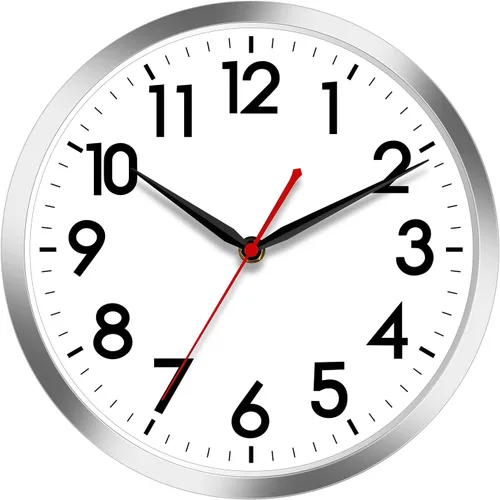 Vista 21 de AKCISOT 8 Inch Wall Clock, Silent Battery Operated Analog Clock, Black