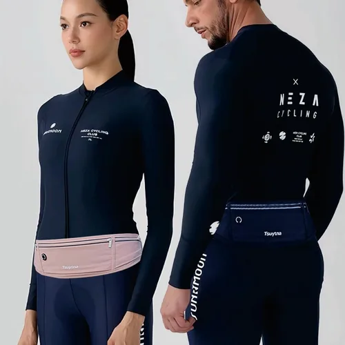 Vista 2 de Cinturón de correr para mujeres y hombres - Cinturón delgado para teléfono con soporte resistente al agua, correa de cintura ajustable con 3
