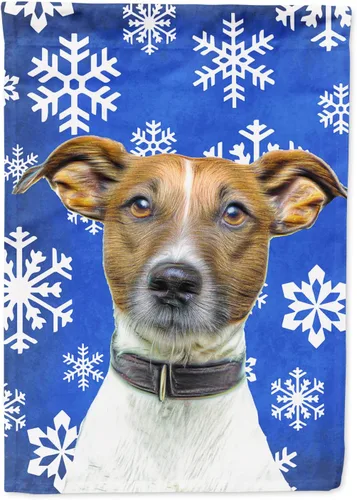 Vista 209 de Caroline's Treasures SC9374GF Bulldog English Snow flakes Holiday Garden Flag Buzón Bandera decorativa para patio exterior, patio, obras de arte