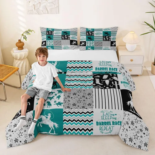 Vista 42 de Erosebridal Softball Comforter Set Patchwork Buffalo Plaid Twin Bedding Sets for Girls Kids Teens Child Galaxy Stars Ball Game Baseball Comforter