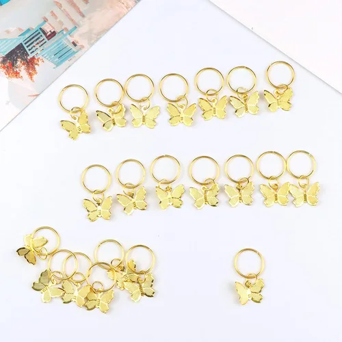 Vista 5 de NAISKA 20 accesorios para el cabello de mariposa, brazaletes, dijes y anillos de joyería para mujer (dorado)