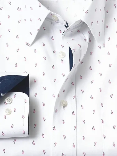 Vista 2 de Paul Fredrick Camisa de vestir con estampado de cachemira de algodón sin hierro para hombre