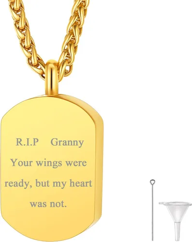 Vista 207 de FindChic Collares personalizados con urna para cenizas, barra vertical, gato, luna, reloj de arena, garra de perro, acero inoxidable, chapado en oro