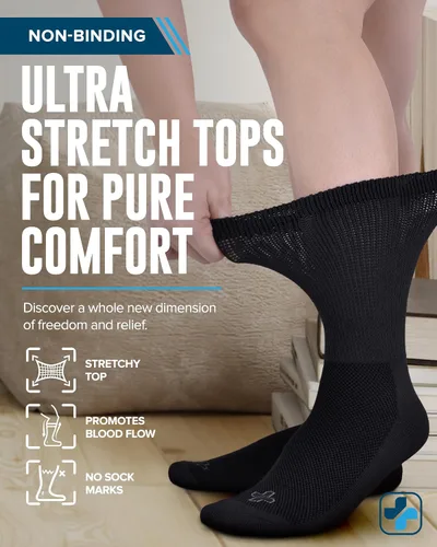Vista 2 de Doctor's Select® Diabetic Socks for Men and Women - Non-Binding Neuropathy Socks for Diabetics Men Non Grip & Grip Socks