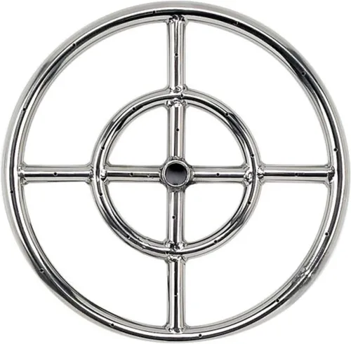 Vista 9 de Quemador de acero inoxidable de un solo anillo de 6" con una entrada de 1/2" Plateado