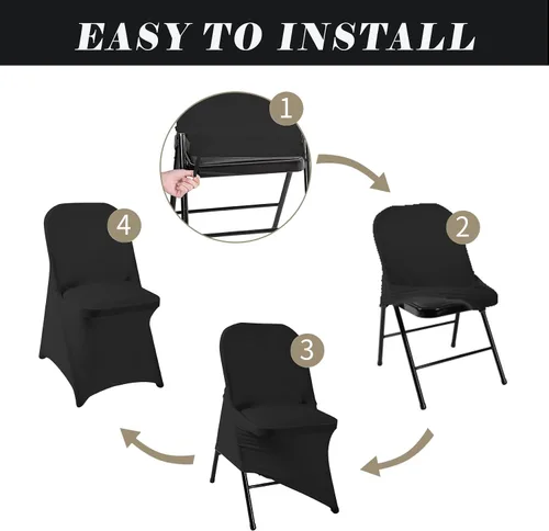 Vista 4 de 12 fundas impermeables de elastano elásticas para sillas plegables, protectores para sillas de comedor, para bodas, banquetes, fiestas, vacaciones