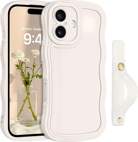 Vista 20 de GUAGUA Funda para iPhone SE 2022/2020, Funda para Teléfono iPhone 7/8 Diseño Lindo de Forma de Onda Rizada TPU Suave con Correa de Muñeca Soporte