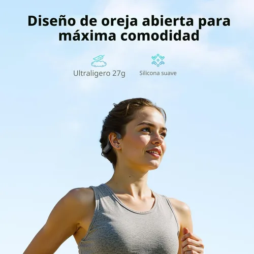 Vista 2 de Haowolf Auriculares de conducción ósea, auriculares Bluetooth 5.4 de oreja abierta 2026 con micrófono, IPX8 impermeables con 10 horas