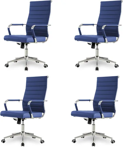 Vista 31 de Okeysen Office Desk Chair, Ergonomic Leather Modern Conference Room Chairs, Executive Ribbed Height Adjustable Swivel Rolling Chair for Home Office