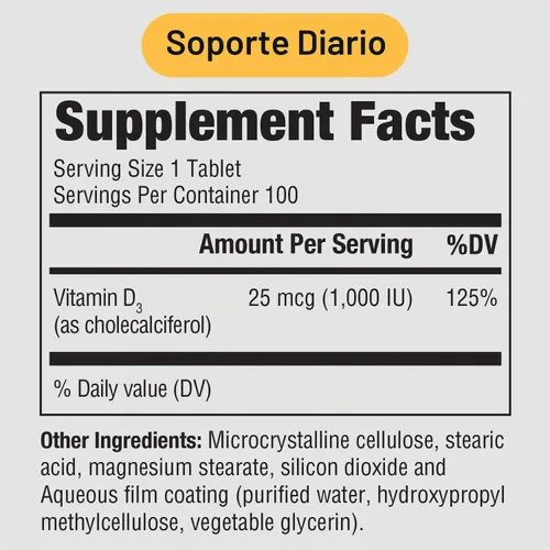 Vista 2 de PureFormulas Vitamina D3 1,000 UI 25 mcg - Suplemento de vitamina D premium para la formación saludable de huesos, dientes, salud cardiovascular