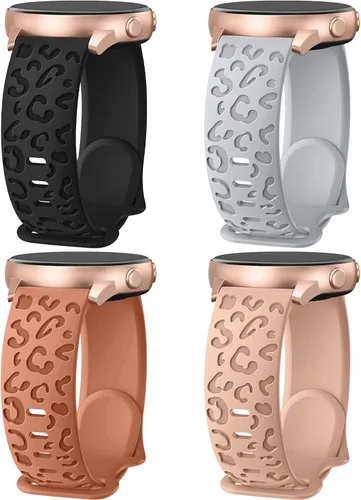 Vista 9 de 4 Pack de bandas grabadas con leopardo compatibles con Samsung Galaxy Watch 7/FE/6/5/4 Band 40mm 44mm, Galaxy Watch 5 Pro 45mm, Galaxy Active 2