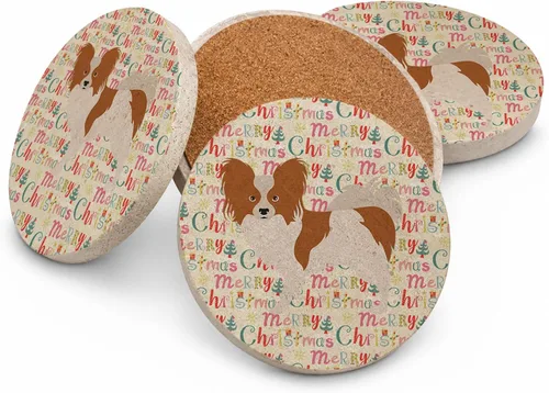 Vista 72 de AIDI Atlas Mountain Dog Merry Christmas - Posavasos grandes de piedra arenisca, paquete de 4