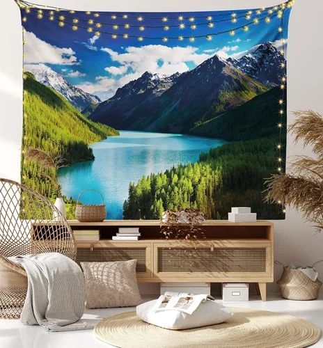 Vista 60 de Lunarable Tapiz azul, piscina temática de competición deportiva con carriles imagen de pictograma acuático, decoración de tela para colgar
