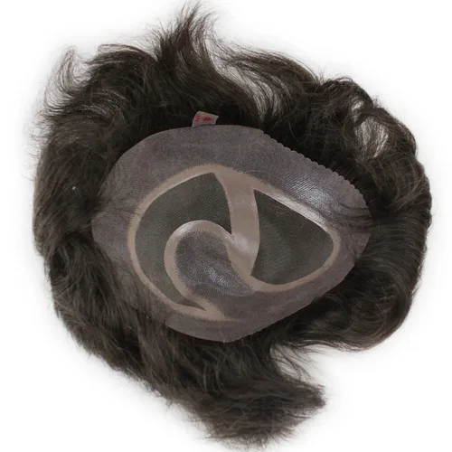 Vista 12 de Voloria Encaje francés de cabello humano real con piel fina PU para hombre Stock Toupee Hair Pieces #18